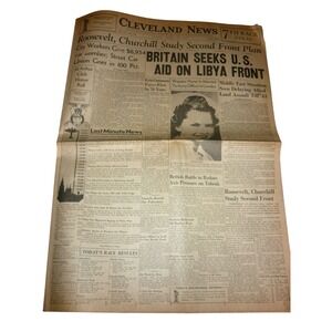 Vintage June 19 1942 Cleveland News Newspaper WWII Churchill FDR Second Front